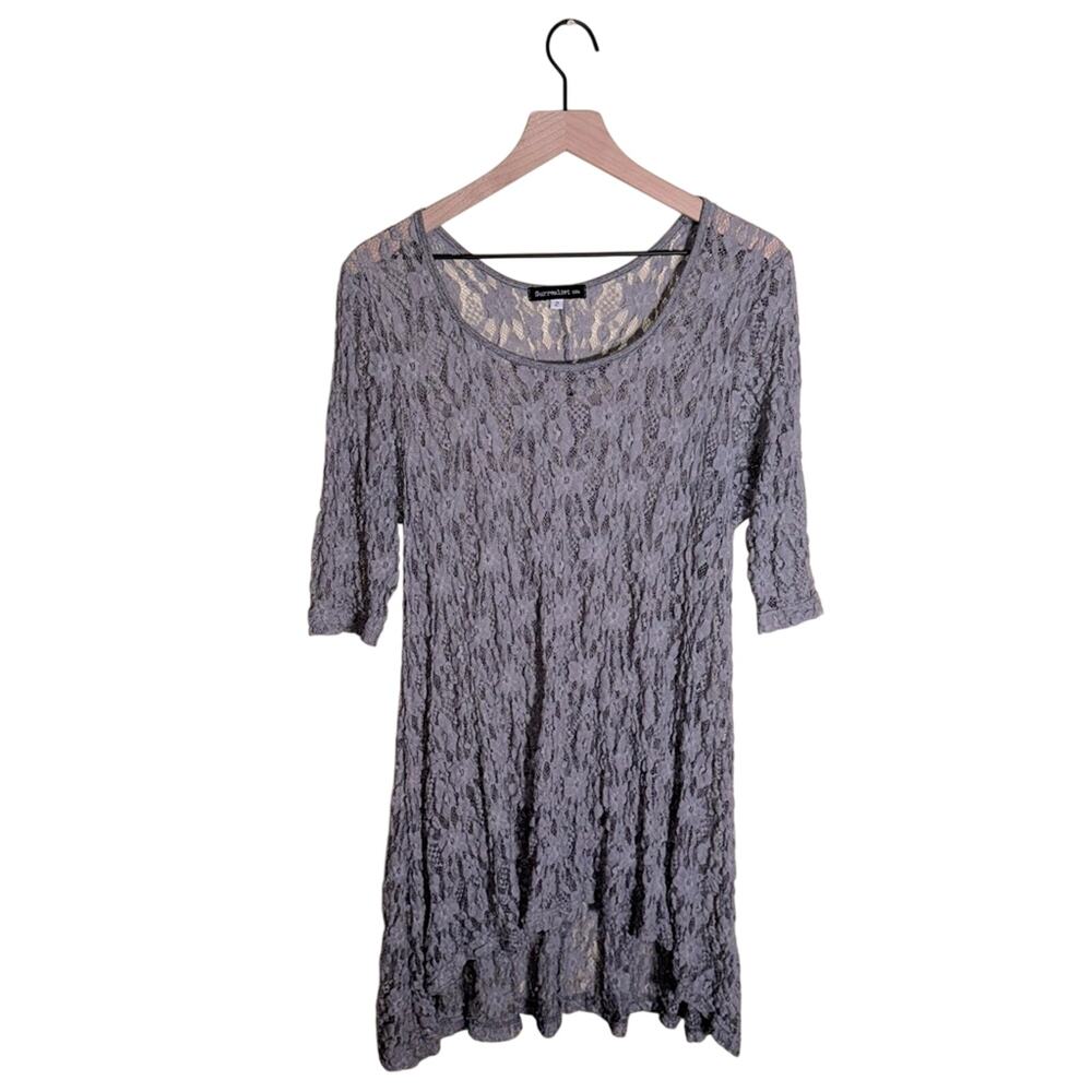 VNTG SURREALIST USA Y2K lace crochet see through festival mini dress 2